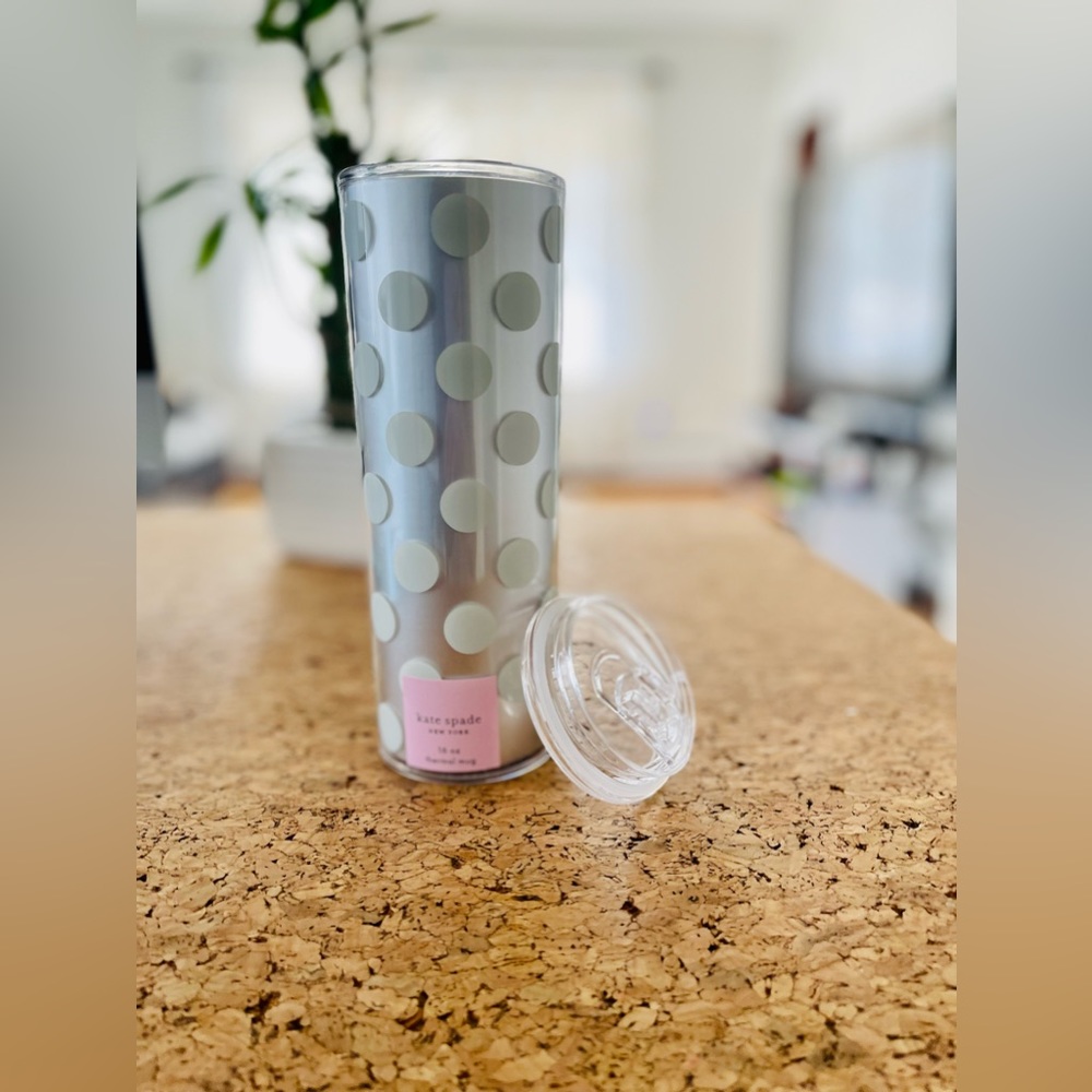 Kate Spade White Dot 16oz thermal cup
